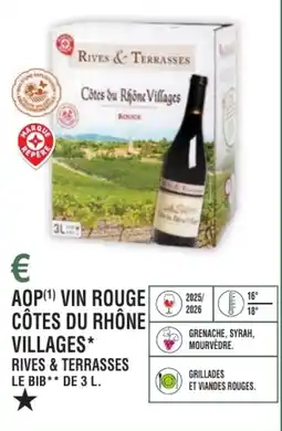 E.Leclerc Aop vin rouge côtes du rhône villages rives & terrasses offre