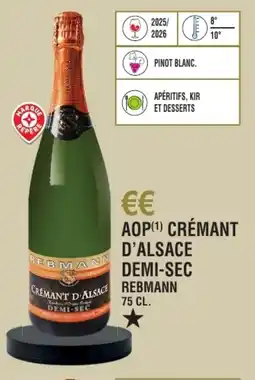 E.Leclerc Aop crémant d'alsace demi-sec rebmann offre