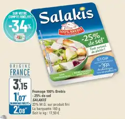 G20 Fromage 100% brebis -25% de sel salakis offre