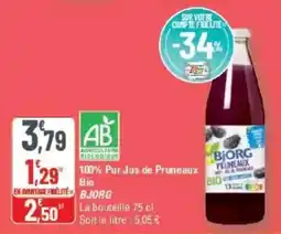 G20 100% pur jus de pruneaux bio bjorg offre