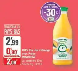 G20 100% pur jus d'orange avec pulpe innocent offre
