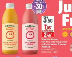 G20 Smoothie mangue fruit de la passion & pomme ou fraise banane & pomme innocent offre