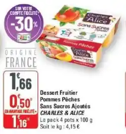 G20 Dessert fruitier pommes pêches sans sucres ajoutés charles & alice offre