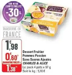 G20 Dessert fruitier pommes passion sans sucres ajoutés charles & alice offre