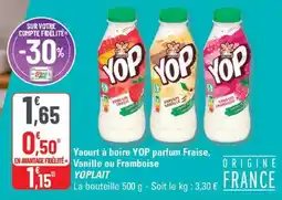 G20 Yaourt à boire yop parfum fraise vanille ou framboise yoplait offre