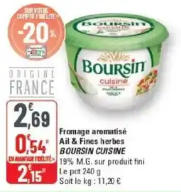 G20 Fromage aromatisé ail & fines herbes boursin cuisine offre