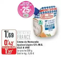 G20 Crème de normandie épaisse légère 12% m.g. elle & vire offre