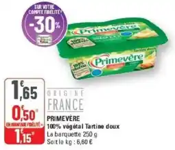 G20 Primevère 100% végétal tartine doux offre
