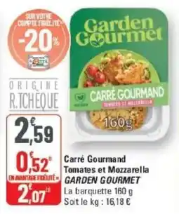G20 Carré gourmand tomates et mozzarella garden gourmet offre