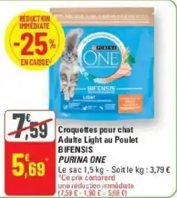 G20 Croquettes pour chat adulte light au poulet bifensis purina one offre