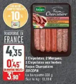 G20 2 chipolatas 2 merguez 2 chipolatas aux herbes façon charcutiere socopa offre