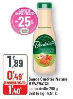G20 Sauce crudités nature bénédicta offre