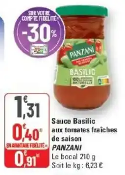 G20 Sauce basilic aux tomates fraîches de saison panzani offre