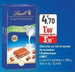 G20 Chocolat au lait et éclats de noisettes l'authentique lindt offre