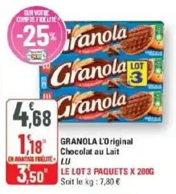 G20 Granola l'original chocolat au lait lu offre