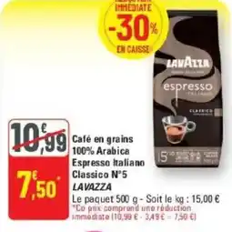 G20 Café en grains 100% arabica espresso italiano classico n°5 lavazza offre