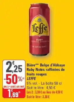 G20 Bière belge d'abbaye ruby notes raffinées de fruits rouges leffe offre