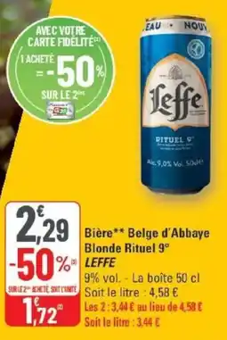 G20 Bière belge d'abbaye blonde rituel leffe offre