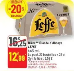 G20 Bière blonde d'abbaye leffe offre