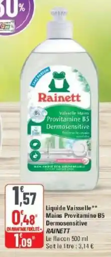 G20 Liquide vaisselle mains provitamine b5 dermosensitive rainett offre