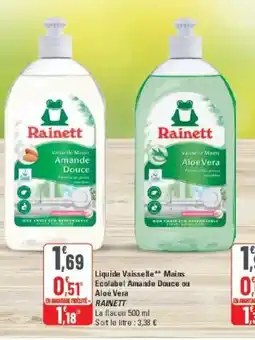 G20 Liquide vaisselle mains ecolabel amande douce ou aloe vera rainett offre