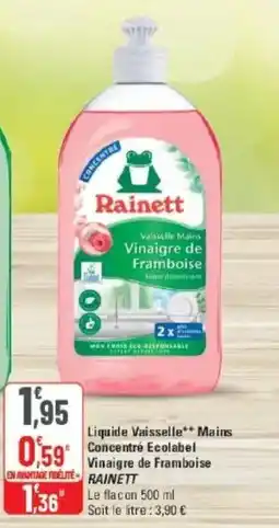 G20 Liquide vaisselle mains concentré ecolabel vinaigre de framboise rainett offre