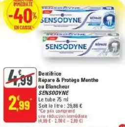 G20 Dentifrice répare & protège menthe ou blancheur sensodyne offre