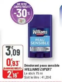 G20 Déodorant peau sensible williams expert offre