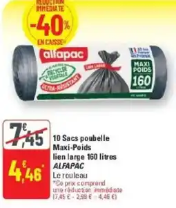 G20 10 sacs poubelle maxi-poids lien large alfapac offre