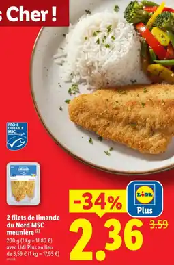 Lidl 2 filets de limande du nord msc meunière offre