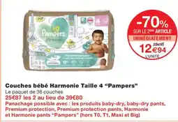 Monoprix PAMPERS Couches bébé Harmonie Taille 4 offre