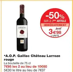 Monoprix A.O.P. Gaillac Château Larroze rouge offre