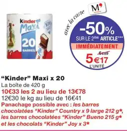 Monoprix KINDER Maxi x 20 offre
