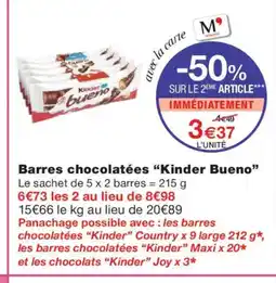Monoprix KINDER BUENO Barres chocolatées offre