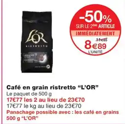Monoprix L'OR Café en grain ristretto offre