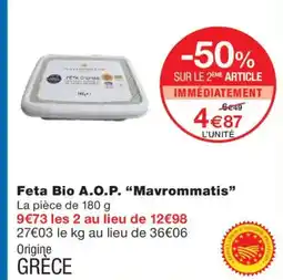 Monoprix MAVROMMATIS Feta Bio A.O.P. offre