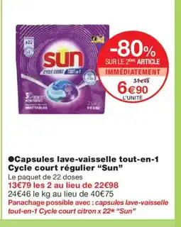 Monoprix SUN Capsules lave-vaisselle tout-en-1 Cycle court régulier offre