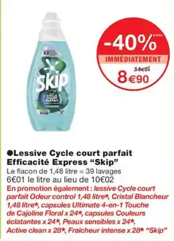 Monoprix SKIP Lessive Cycle court parfait Efficacité Express offre