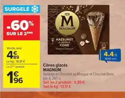 Carrefour MAGNUM Cônes glacés offre