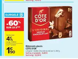 Carrefour CÔTE D'OR Bâtonnets glacés offre