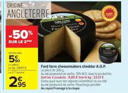 Carrefour Ford farm cheesemakers cheddar A.O.P. offre