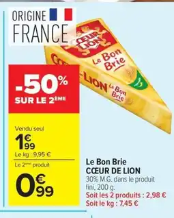 Carrefour CŒUR DE LION Le Bon Brie offre