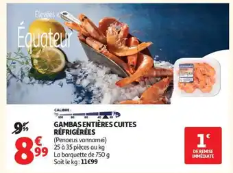 Auchan Gambas Entières Cuites Réfrigérées offre