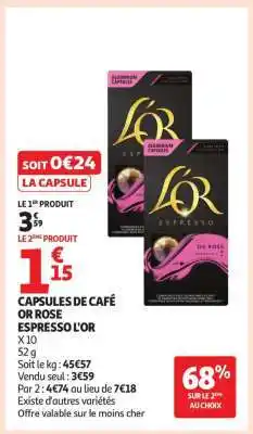 CAPSULES DE CAFÉ OR ROSE ESPRESSO L'OR