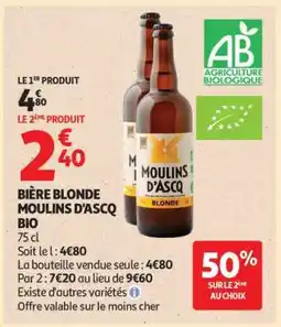Auchan BIÈRE BLONDE MOULINS D'ASCQ BIO offre