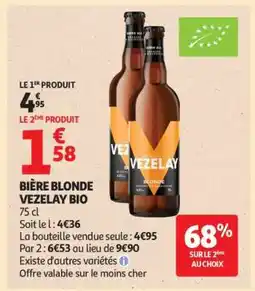 Auchan BIÈRE BLONDE VEZELAY BIO offre