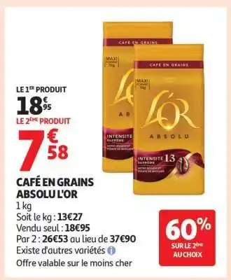 CAFÉ EN GRAINS ABSOLU L'OR