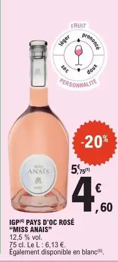 E.Leclerc IGP PAYS D'OC ROSÉ - MISS ANAÏS offre