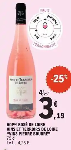 E.Leclerc AOP Rosé de Loire Vins et Terroirs de Loire Vins Pierre Bourré offre
