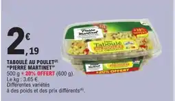 E.Leclerc TABOULÉ AU POULET PIERRE MARTINET offre